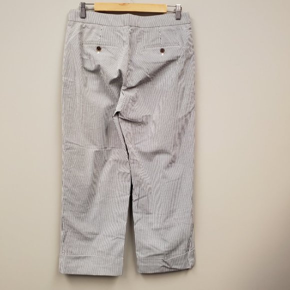 J.Crew Patio Pants Black & White Skinny Stripes Wide Leg Crop Sz 6 NWT - Picture 5 of 13